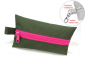 Preview: Täschchen KHAKI-grün mit Reißverschluß PINK, TaTüTa Inhalator Kosmetik wetbag, by BuntMixxDESIGN